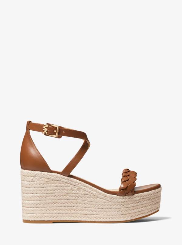 Damske Sandále Michael Kors Serena Leather Wedge Hnede - Topanky Michael Kors Lacne | PKCUW-0385